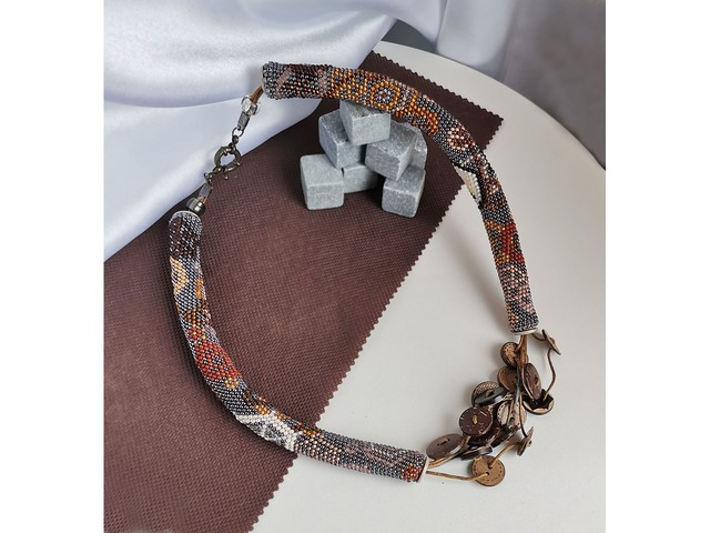 Прикраса із бісеру кольє-джгут "Time"