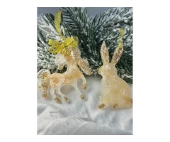 Набір новорічних прикрас на ялинку з епоксидної смоли.