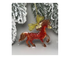 Новорічна прикраса на ялинку з епоксидної смоли *Кінь*.