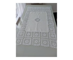 Ажурная комбинированная скатерть, вязаная крючком, ручной сборки