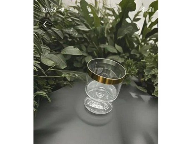 Прозорий міні-стакан для десертів із золотою смужкою