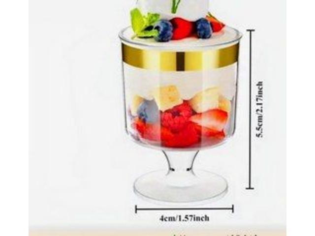 Прозорий міні-стакан для десертів із золотою смужкою