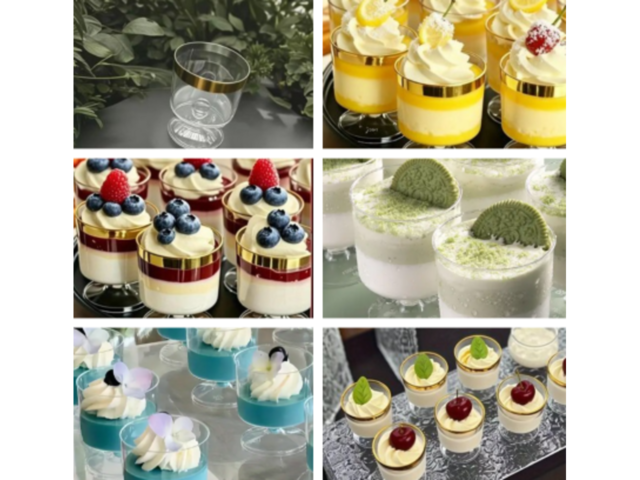 Прозорий міні-стакан для десертів із золотою смужкою