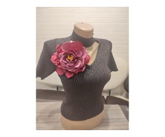 Бордова троянда,бордова квітка брошка ручної роботи