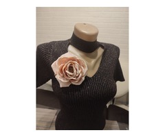 Кремова троянда брошка, кремова квітка брошка ручної роботи