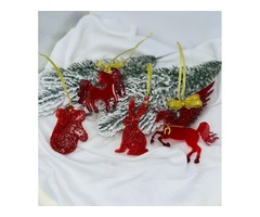 Набір новорічних прикрас на ялинку з епоксидної смоли.