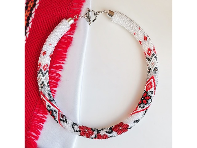 Прикраса із бісеру кольє-джгут "Літопис долі"