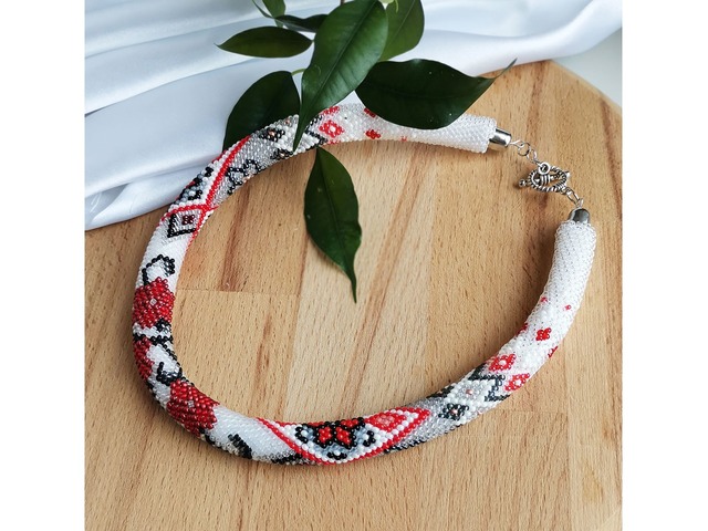 Прикраса із бісеру кольє-джгут "Літопис долі"