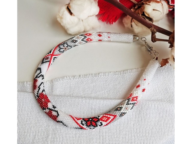 Прикраса із бісеру кольє-джгут "Літопис долі"