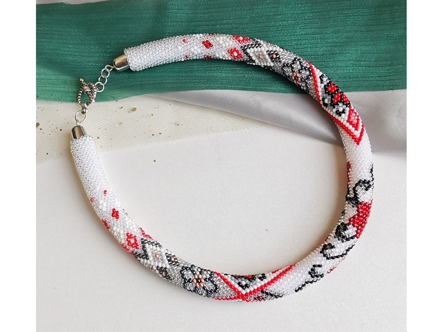 Прикраса із бісеру кольє-джгут "Літопис долі"