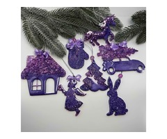 Набір новорічних прикрас на ялинку з епоксидної смоли.