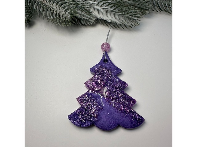 Набір новорічних прикрас на ялинку з епоксидної смоли.