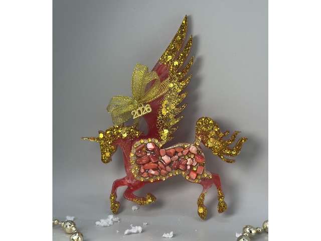 Магніт *Кінь*. Новорічний декор з епоксидної смоли.