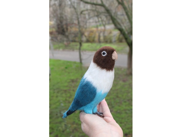 Папуга войлочний нерозлучник іграшка валяна з шерсті інтерєрний попугай птах сувенір