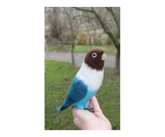 Папуга войлочний нерозлучник іграшка валяна з шерсті інтерєрний попугай птах сувенір