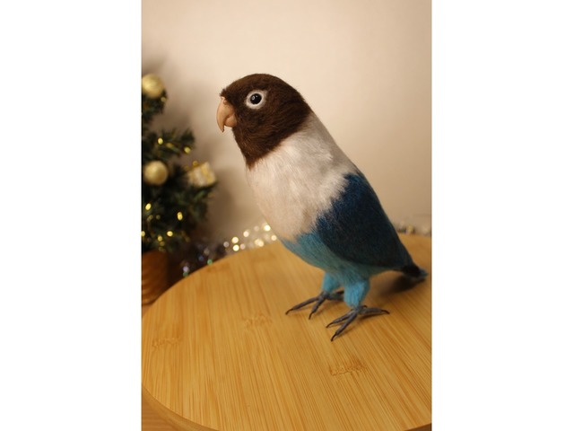 Папуга войлочний нерозлучник іграшка валяна з шерсті інтерєрний попугай птах сувенір