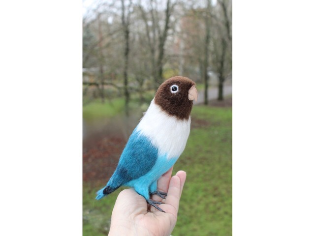 Папуга войлочний нерозлучник іграшка валяна з шерсті інтерєрний попугай птах сувенір