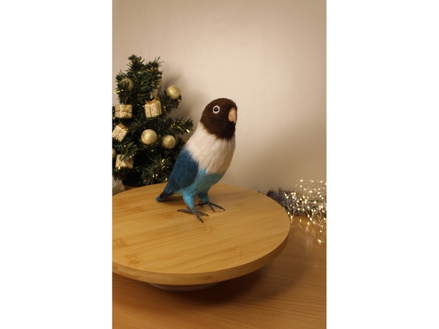 Папуга войлочний нерозлучник іграшка валяна з шерсті інтерєрний попугай птах сувенір