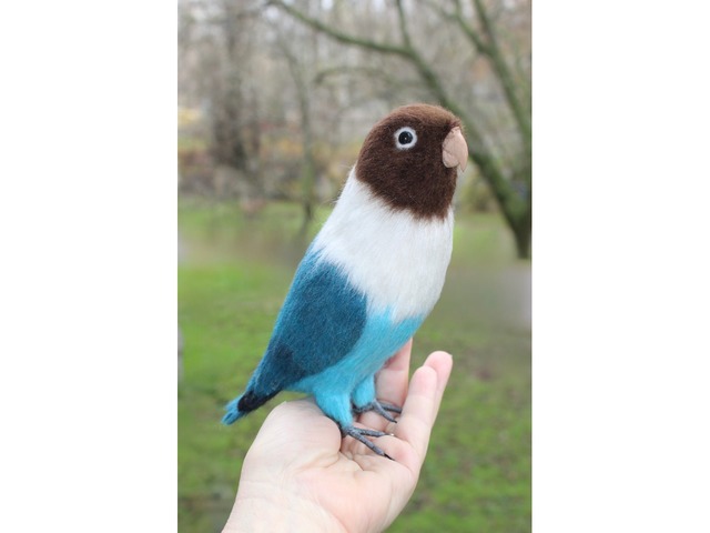 Папуга войлочний нерозлучник іграшка валяна з шерсті інтерєрний попугай птах сувенір