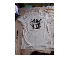 Базовая белая майка с авторским рисунком “Медуза Горгона” — ручная роспись