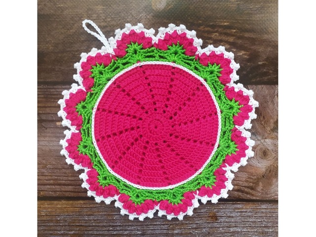 Вязаная подставка под горячее, декор для кухни