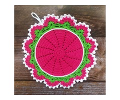 Вязаная подставка под горячее, декор для кухни