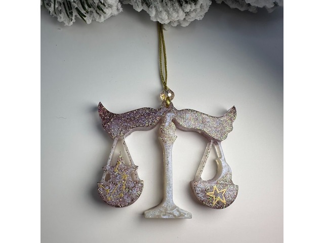 Набір новорічних прикрас на ялинку з епоксидної смоли.