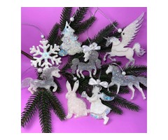 Набір новорічних прикрас на ялинку з епоксидної смоли.