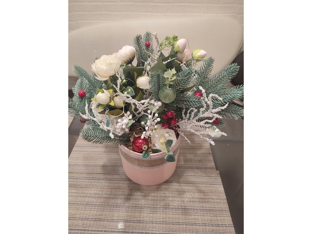 Новорічний декор ручної роботи, різдвяна композиція на стіл, подарунок