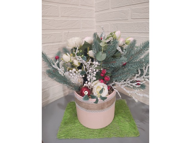 Новорічний декор ручної роботи, різдвяна композиція на стіл, подарунок