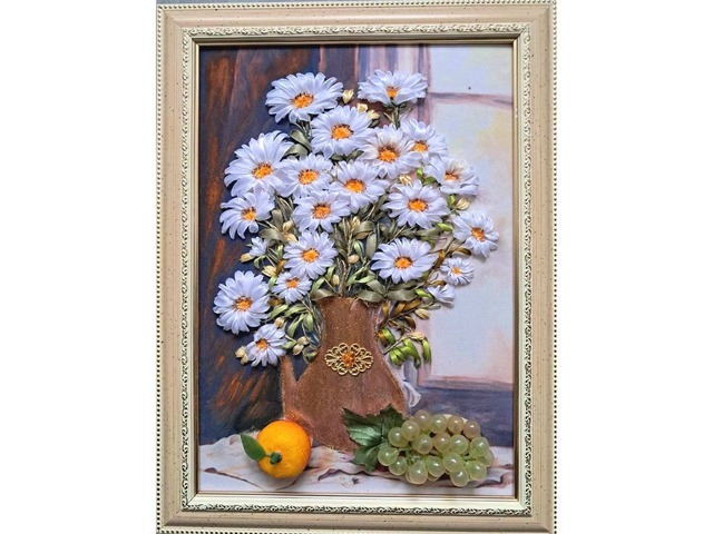 Картина стрічками "Ніжні ромашки"