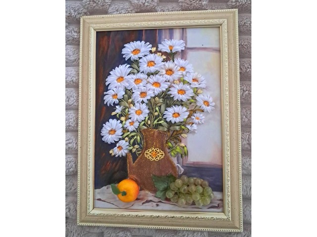 Картина стрічками "Ніжні ромашки"