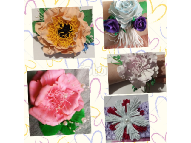 Квітковий браслет, бутон'єрка на руку  -  фоаміран