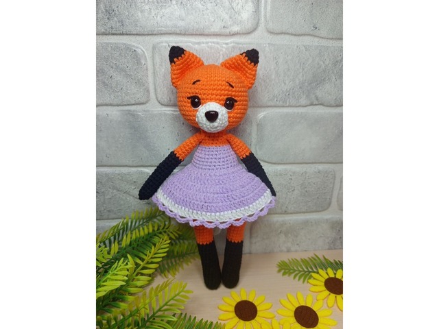 Лисичка в сукні, м'яка іграшка, ручна робота