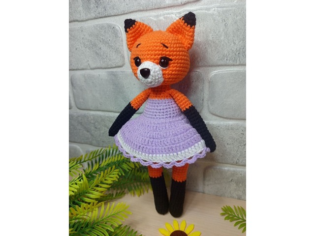 Лисичка в сукні, м'яка іграшка, ручна робота