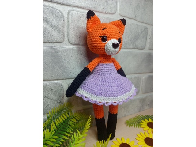 Лисичка в сукні, м'яка іграшка, ручна робота