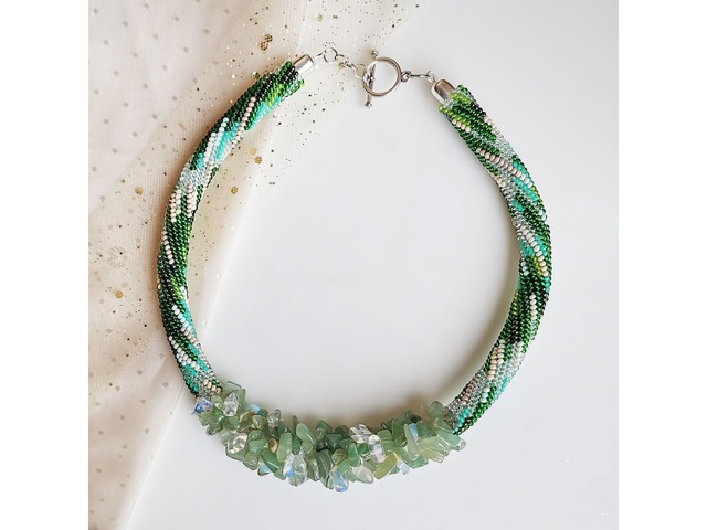 Прикраса із бісеру кольє-джгут "Мавка"