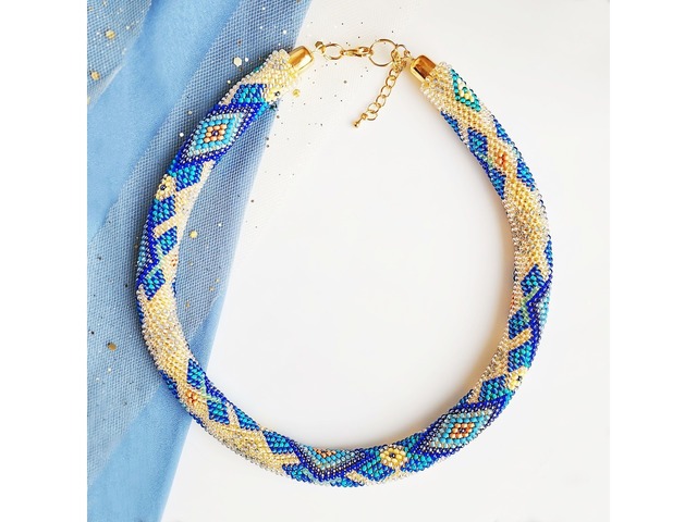 Прикраса із бісеру кольє-джгут "Фортуна"