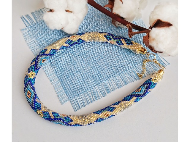 Прикраса із бісеру кольє-джгут "Фортуна"