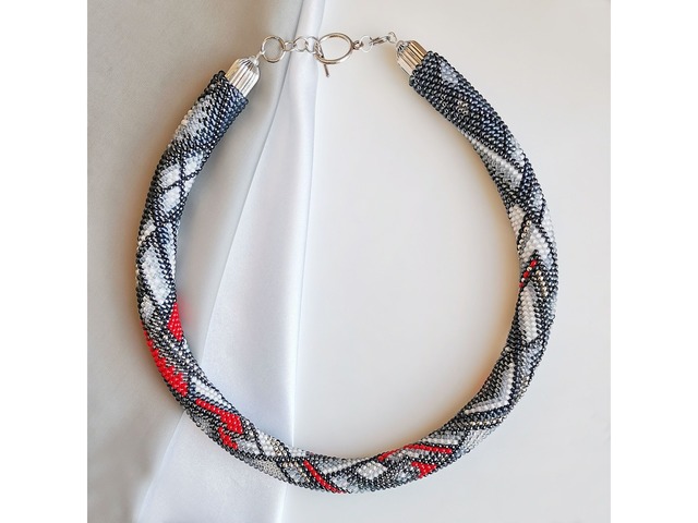 Прикраса із бісеру кольє-джгут "Шепіт полум'я"