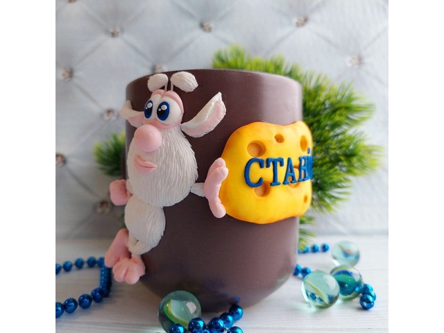 Чашка з декором із полімерної глини 'Буба'
