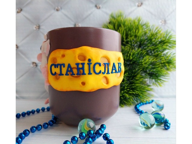 Чашка з декором із полімерної глини 'Буба'