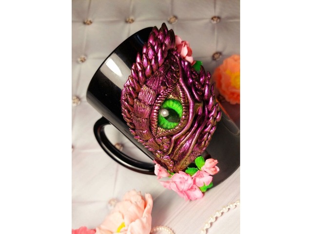 Чашка з декором із полімерної глини 'Дракон'