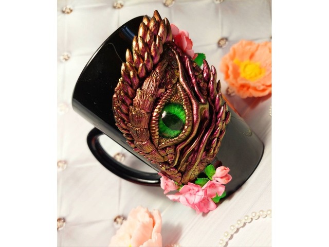 Чашка з декором із полімерної глини 'Дракон'