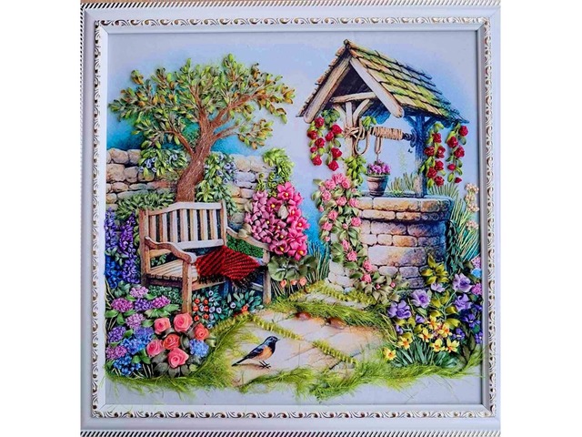 Картина стрічками "Затишний куточок для відпочинку"
