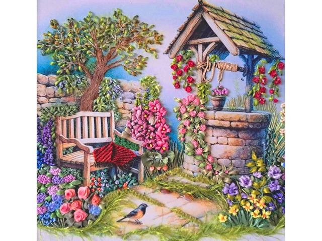 Картина стрічками "Затишний куточок для відпочинку"