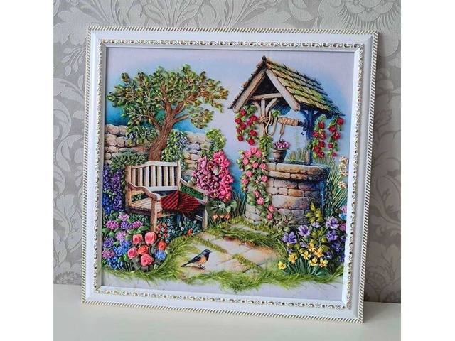 Картина стрічками "Затишний куточок для відпочинку"