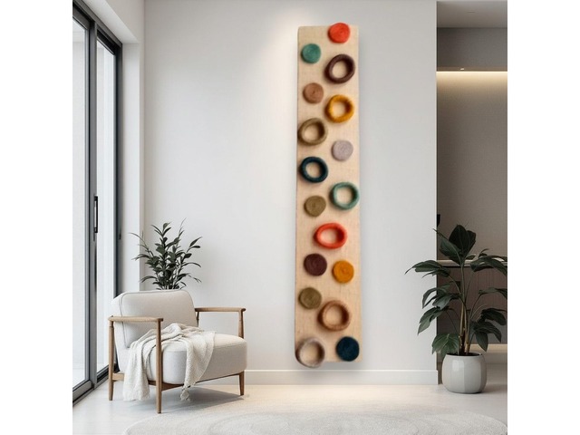 Вертикальна декоративна панель із джуту та мішковини