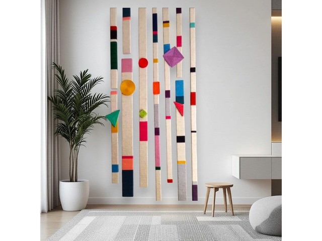 Джутовий настінний декор з геометричними фігурами