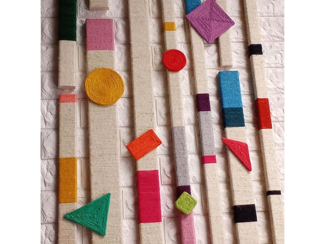 Джутовий настінний декор з геометричними фігурами